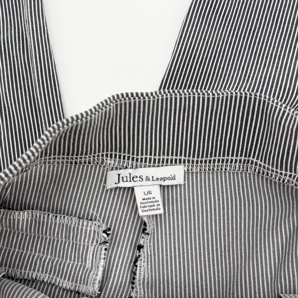 JULES & LEOPOLD Navy Blue White Pinstripe Sailor Button Ankle Pants Large - Picture 3 of 8